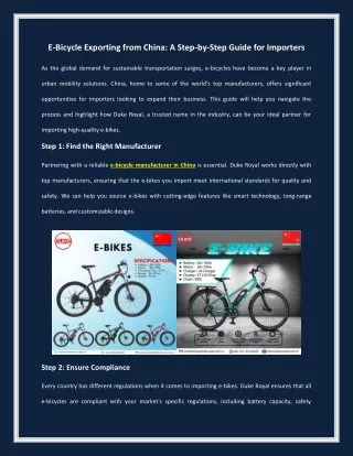 E-Bicycle Exporting from China: A Step-by-Step Guide for Importers