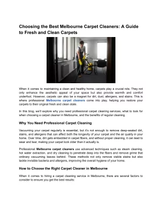 Choosing the Best Melbourne Carpet Cleaners_ A Guide to Fresh and Clean Carpets