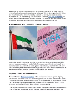 A Complete Guide to the UAE Visa Exemption for Indian Visitors