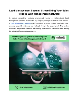 Lead Management System: Streamlining Your Sales Process With Management Software!