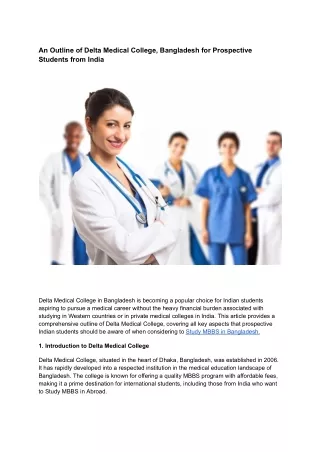 Overview of Delta Medical College, Bangladesh for Indian Prospective Students.