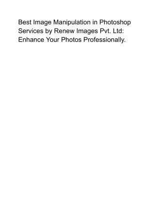 Best Image Manipulation in Photoshop Services by Renew Images Pvt. Ltd: Enhance
