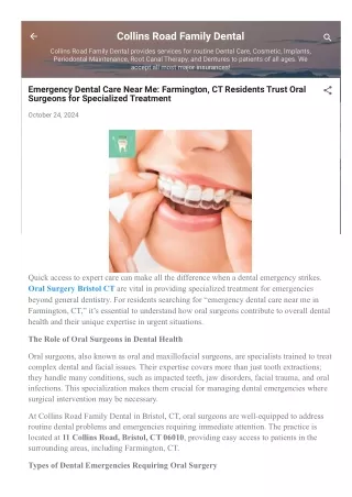 Emergency Dental Care Near Me: Farmington, CT Residents Trust Oral Surgeons for