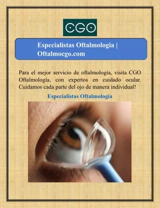 Especialistas Oftalmologia | Oftalmocgo.com