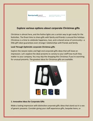 Explore various options about corporate Christmas gifts