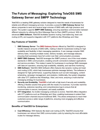 The Future of Messaging_ Exploring TeleOSS SMS Gateway Server and SMPP Technology