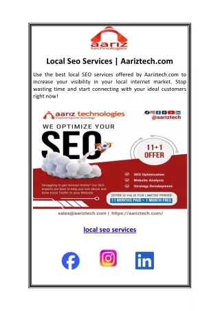 Local Seo Services  Aariztech.com