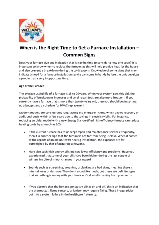 When is the Right Time to Get a Furnace Installation