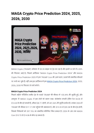 MAGA Crypto Price Prediction 2024, 2025, 2026, 2030