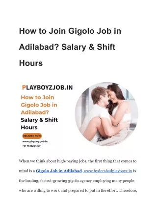 How to Join Gigolo Job in Adilabad_ Salary & Shift Hours