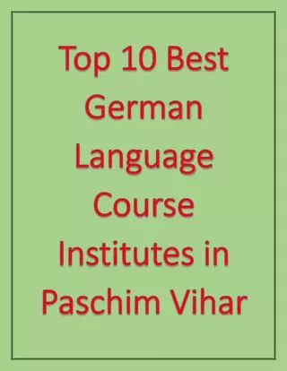 Top 10 Best German Language Course Institutes in Paschim Vihar