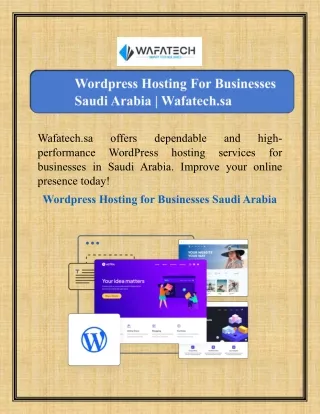 Wordpress Hosting For Businesses Saudi Arabia | Wafatech.sa