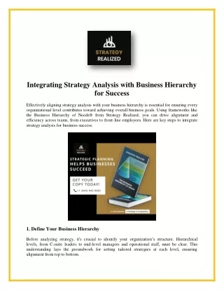 Strategy Analysis And Planning For Business Hierarchy