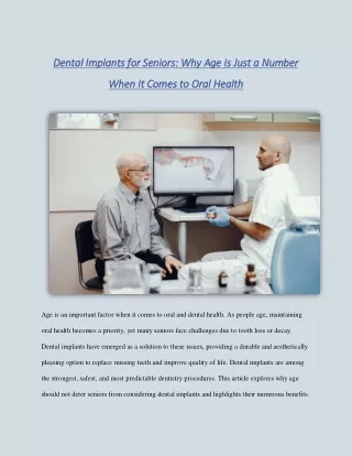 Dental Implants for Seniors Why Age Is Just a Number When It Comes to Oral Health - Elite Dental Group