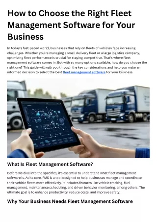 How to Choose the Right Fleet Management Software for Your Business