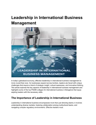 Leadership in International Business Management