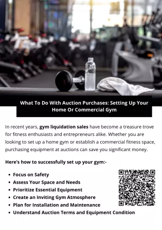 What To Do With Auction Purchases Setting Up Your Home Or Commercial Gym