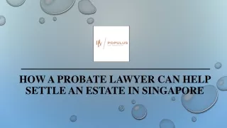 How a Probate Lawyer Can Help Settle an Estate in Singapore