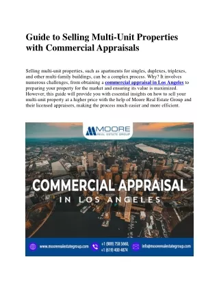 Guide to Selling Multi-Unit Properties with Commercial Appraisals