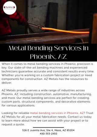 Metal Bending Services In Phoenix, AZ