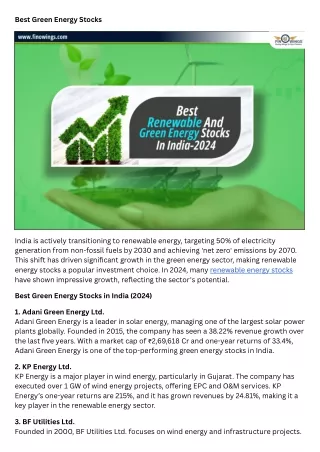 Best Green Energy Stocks