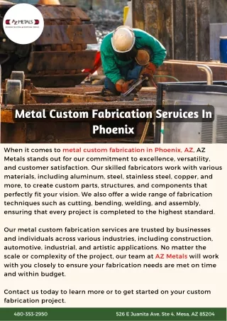 Metal Custom Fabrication Services In Phoenix