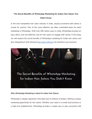 The Secret Benefits of WhatsApp Marketing for Indian Hair Salons You Didn't Know