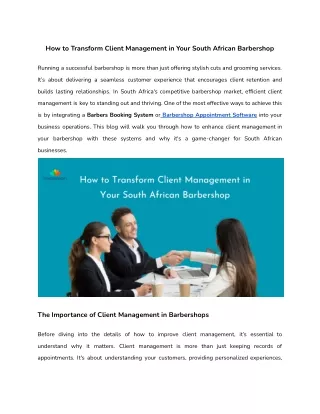 How to Transform Client Management in Your South African Barbershop