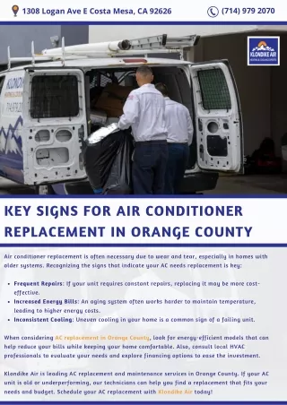 Key Signs for Air Conditioner Replacement in Orange County