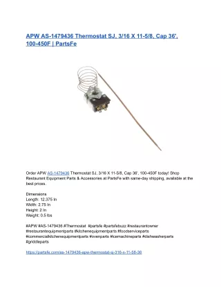 APW AS-1479436 Thermostat SJ, 3_16 X 11-5_8, Cap 36', 100-450F _ PartsFe