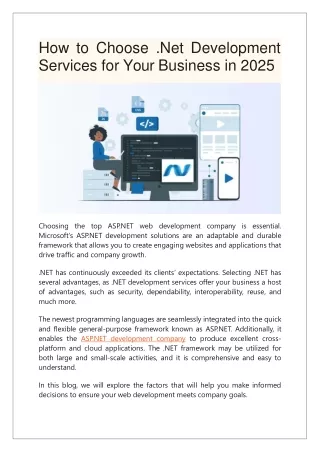 How to Choose .Net Development Services for Your Business in 2025