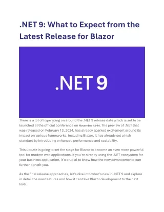 .NET 9: What to Expect from the Latest Release for Blazor