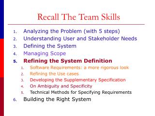 Recall The Team Skills