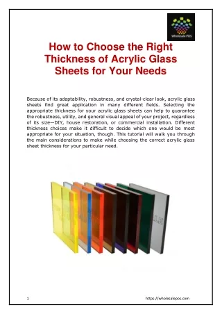 How to Choose the Right Thickness of Acrylic Glass Sheets for Your Needs