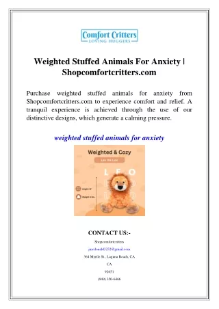 Weighted Stuffed Animals For Anxiety  Shopcomfortcritters.com