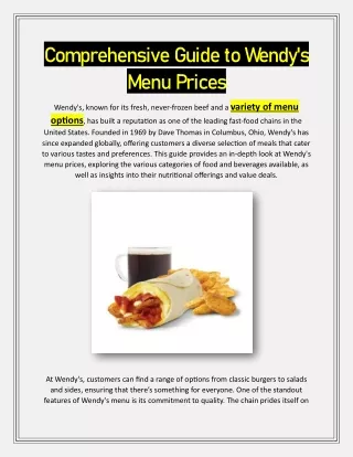 Comprehensive Guide to Wendy's Menu Prices
