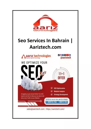 Seo Services In Bahrain  Aariztech.com