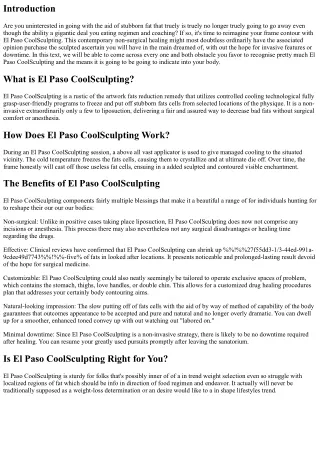 Reimagine Your Body Contour with El Paso CoolSculpting