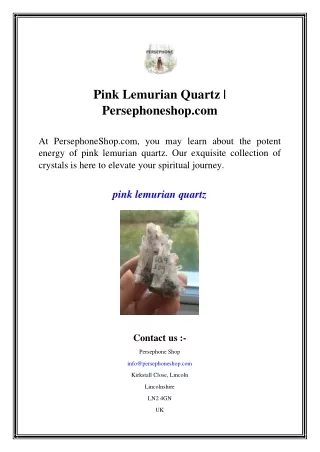 Pink Lemurian Quartz  Persephoneshop.com