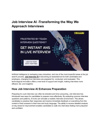 Job Interview AI -Transforming the Way We Approach Interviews