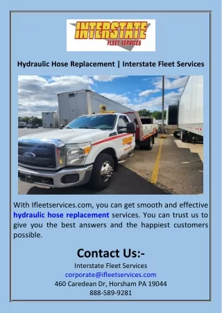 Hydraulic Hose Replacement  Interstate Fleet Services