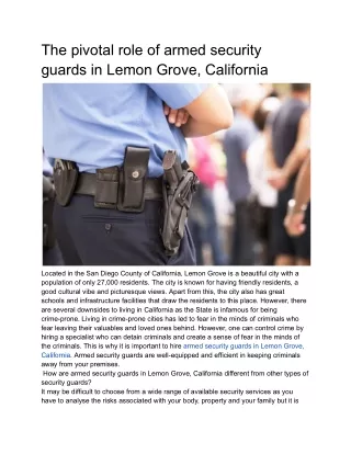 The pivotal role of armed security guards in Lemon Grove, California
