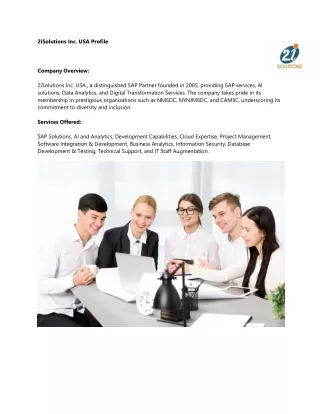 2iSolutions Inc. USA, a certified SAP Gold Partner,