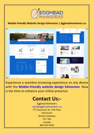 Mobile-friendly Website Design Edmonton  Eggheadmarketers.ca