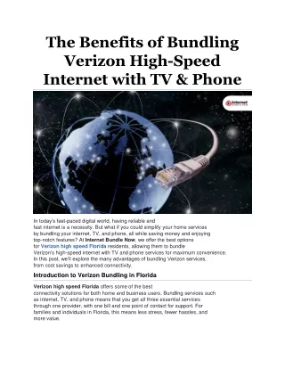 The Benefits of Bundling Verizon High-Speed Internet with TV & Phone
