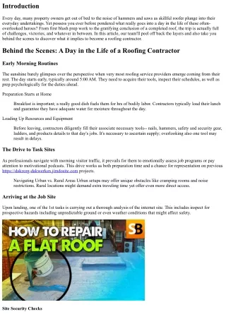Responsible for the Scenes: A Time in the Life of a Roofing Contractor
