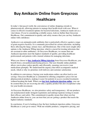 Buy Amikacin Online from Greycross Healthcare