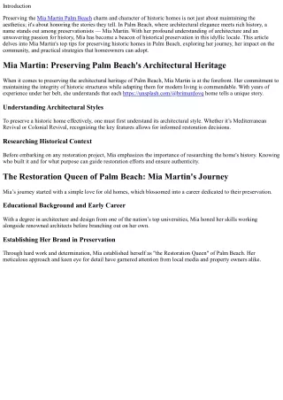 Mia Martin’s Top Tips for Preserving Historic Homes in Palm Beach