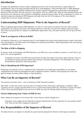 Understanding DDP Shipments: Who Is the Importer of Record?