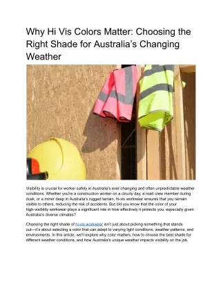 Why Hi Vis Colors Matter_ Choosing the Right Shade for Australia’s Changing Weather
